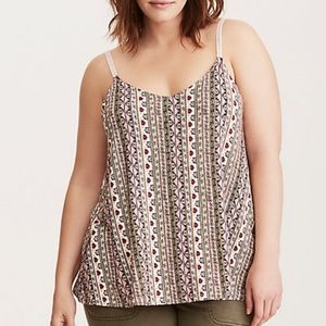 Border Print Crochet Trim Swing Cami